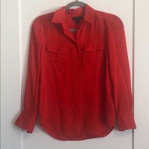 JCrew Red Silk Blouse